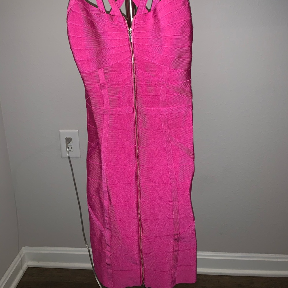 Bebe hot pink bandage dress